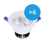 Mehrfachpackung 6x LED Downlight Rund Schwenkbar 15W 1200lm 60D - 930 Warmweiß | 135mm - Ausschnitt 110mm - UGR <19